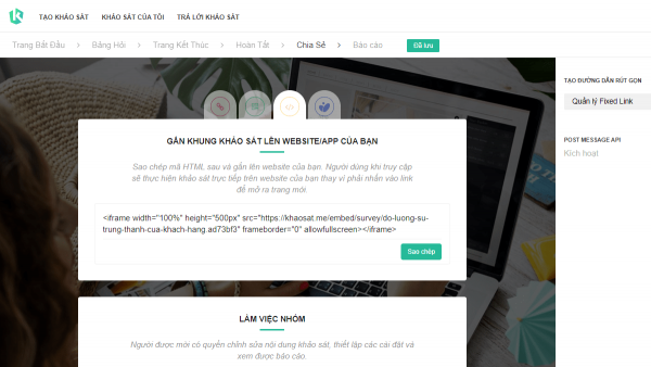 Hướng dẫn tích hợp form khảo sát vào website hoặc ứng dụng di động