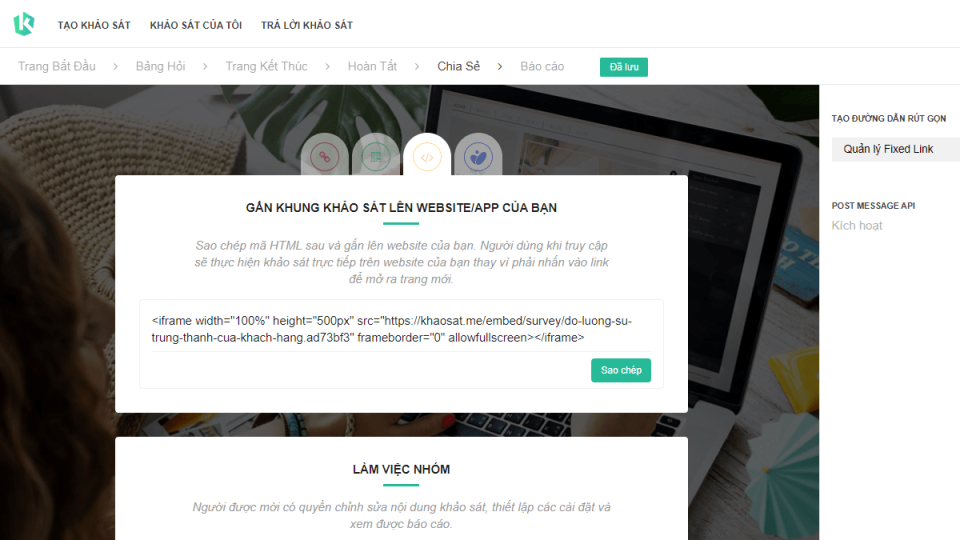 Hướng dẫn tích hợp form khảo sát vào website hoặc ứng dụng di động
