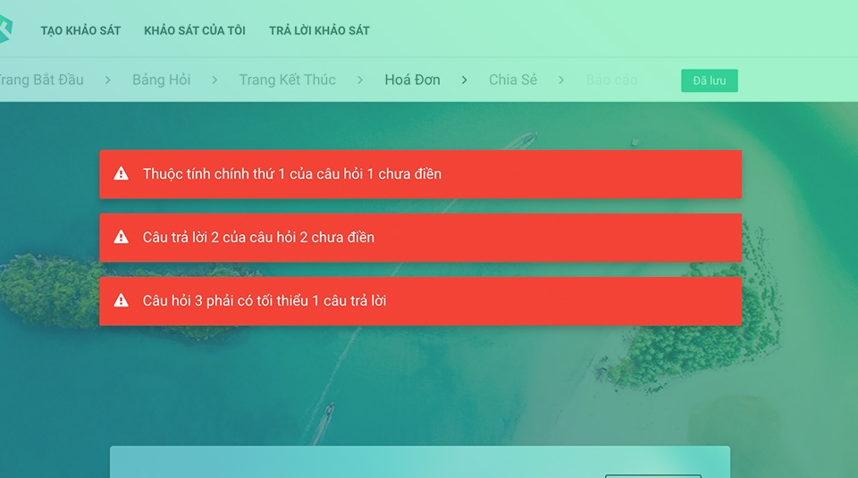 lỗi thường gặp khi tạo khảo sát