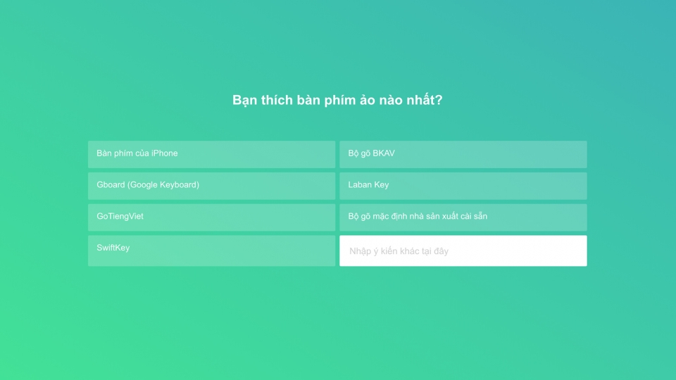 Sắp xếp câu trả lời của câu hỏi Multiple Choice