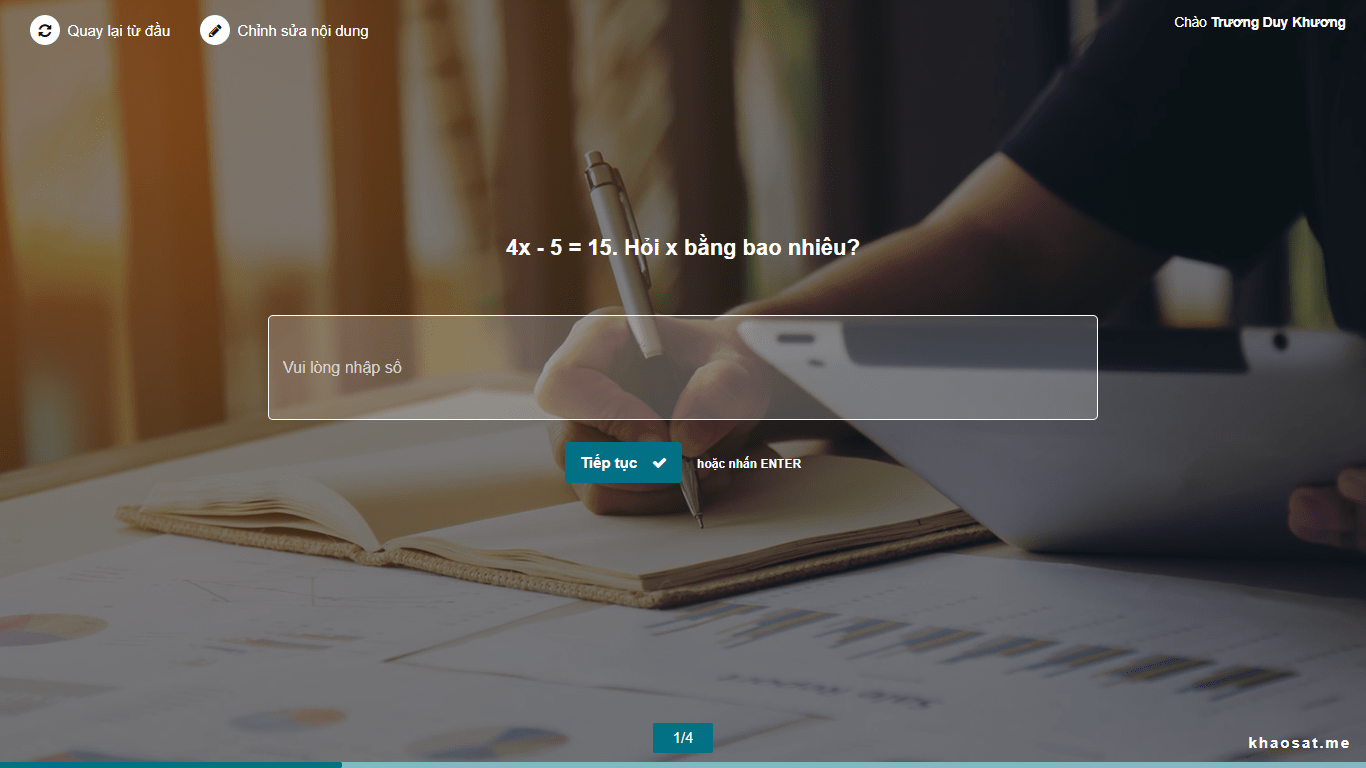 bảng khảo sát chất lượng dịch vụ