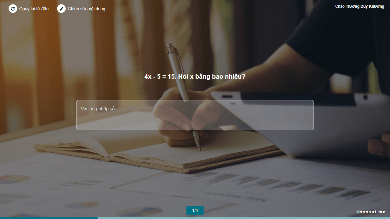 câu hỏi trắc nghiện trực tuyến