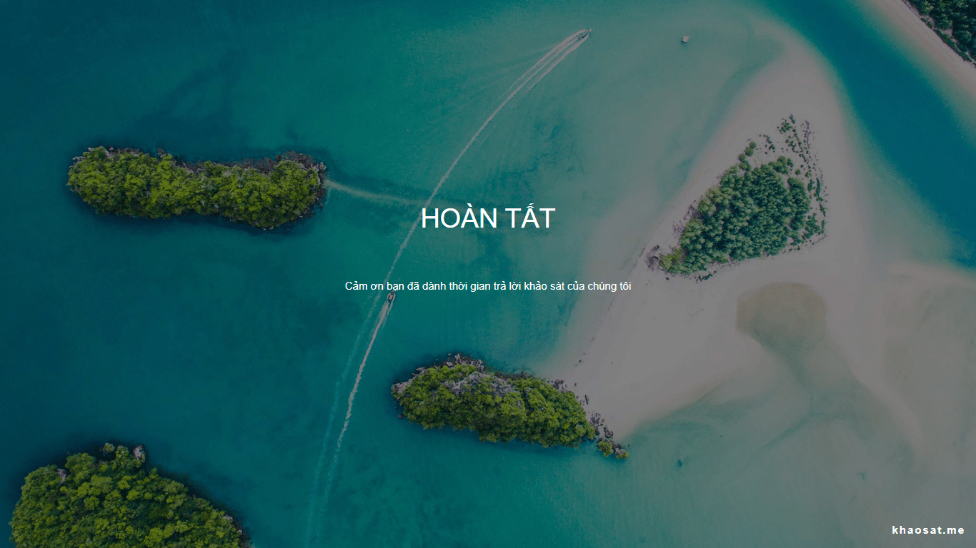 thiết lập trang hoàn tất phần mềm khaosat.me