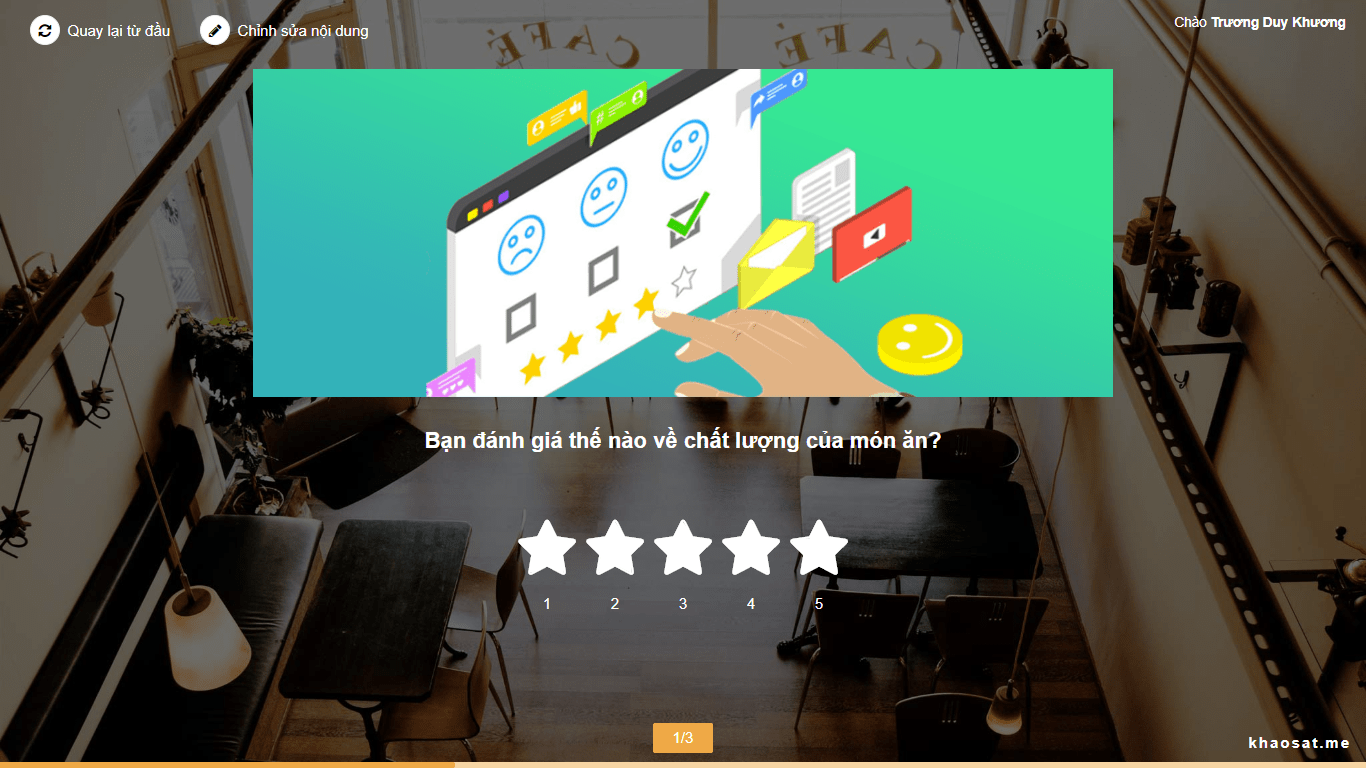 cách tạo bảng khảo sát dạng rating
