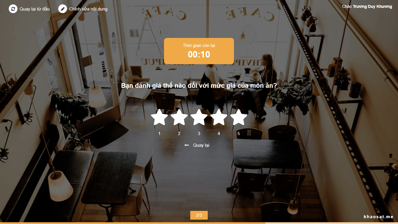 tính năng hẹn giờ rating trên phần mềm khảo sát online